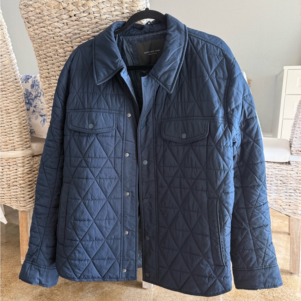 Navy Blue Quilted Men’s Coat Jacket NMOT